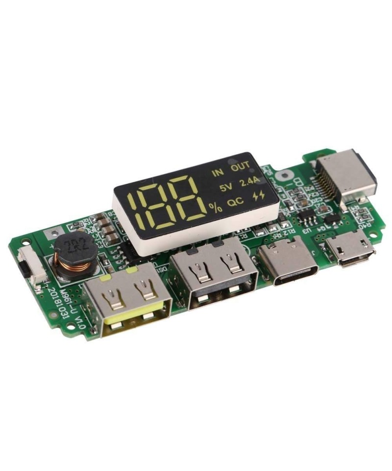 Modulo de Carga para Baterias de Litio 18650 5V 2.4A Input USB-C/Lightning/Micro USB BMS