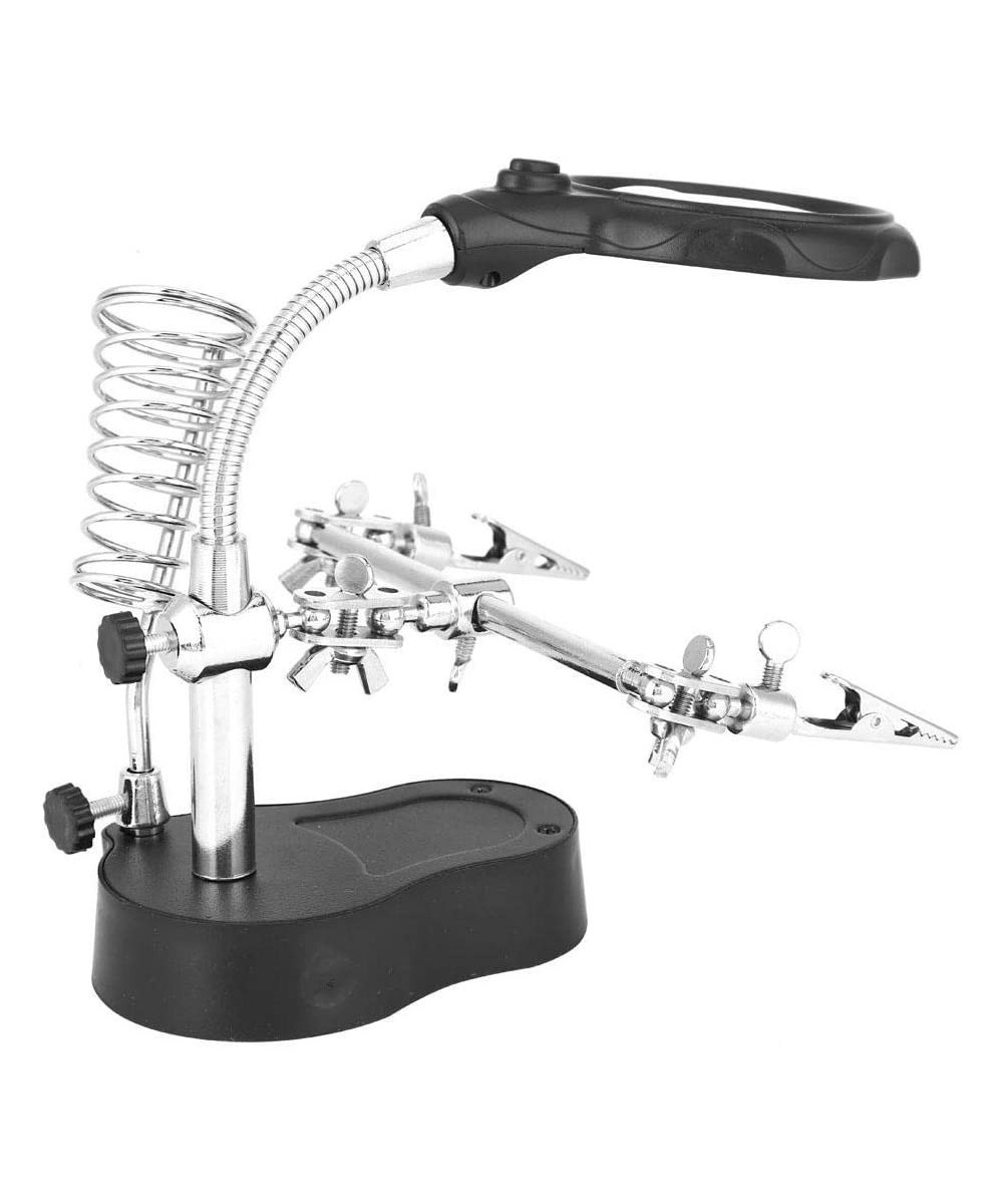 Lupa con Pinzas Sujetadoras y Luz LED TE-801