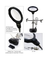 Lupa con Pinzas Sujetadoras y Luz LED TE-801