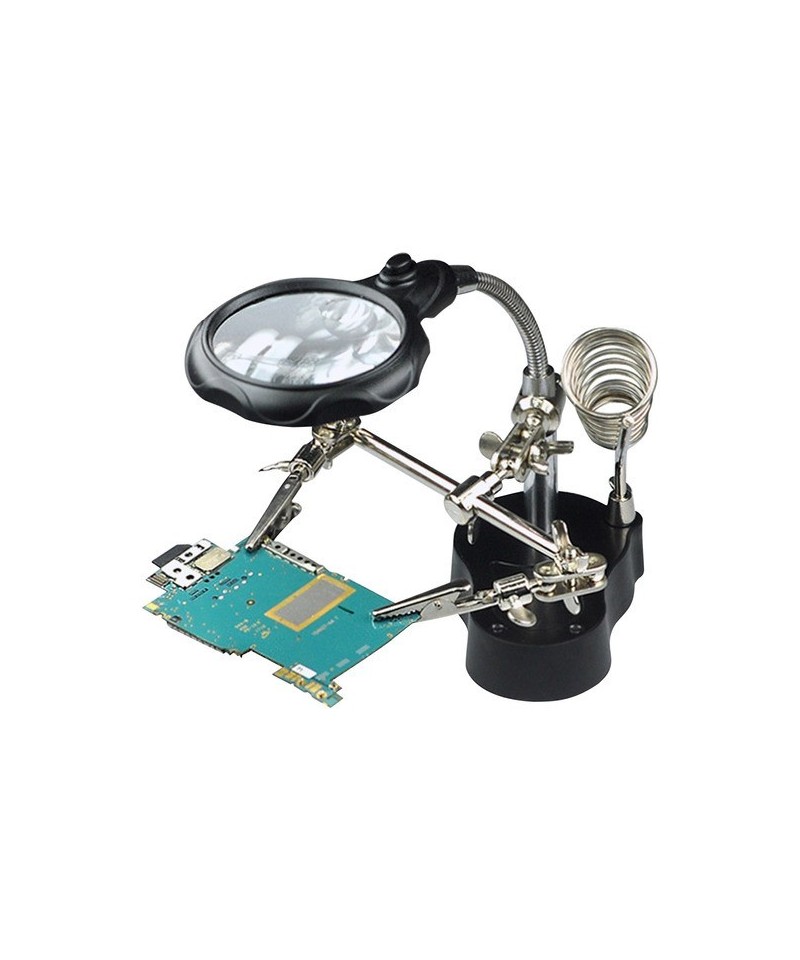 Lupa con Pinzas Sujetadoras y Luz LED TE-801