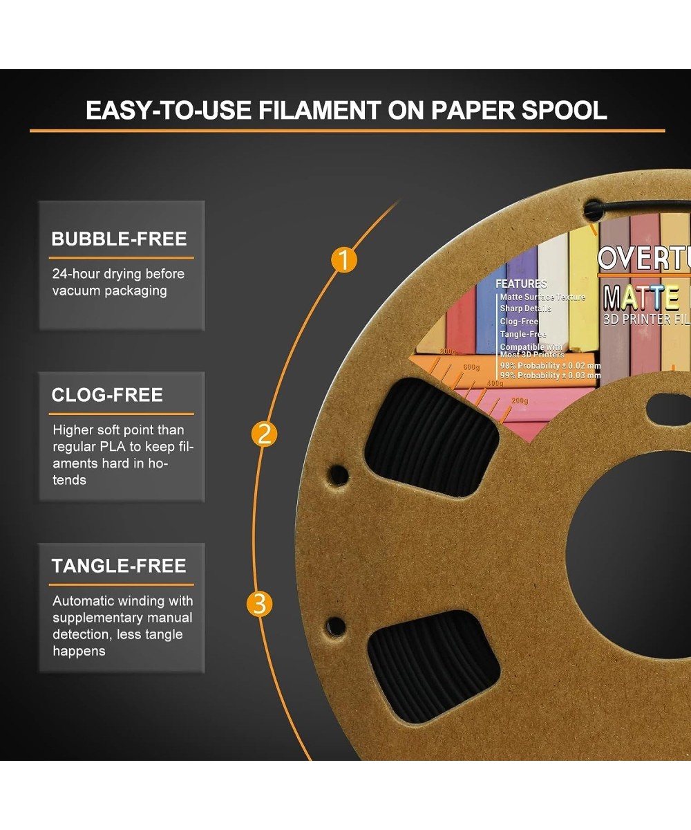 Filamento PLA de fibra de carbono matte 1.75mm / 1KG OVERTURE