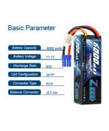 Bateria tipo lipo recargable Zeee 6000mAh 11.1V 80C 3S 66.6Wh conector EC5