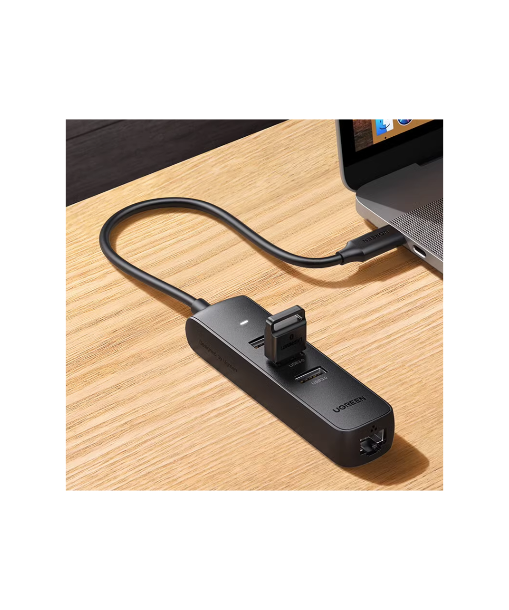 Adaptador HUB de USB-C a USB 3.0 y RJ45 10/100M UGREEN