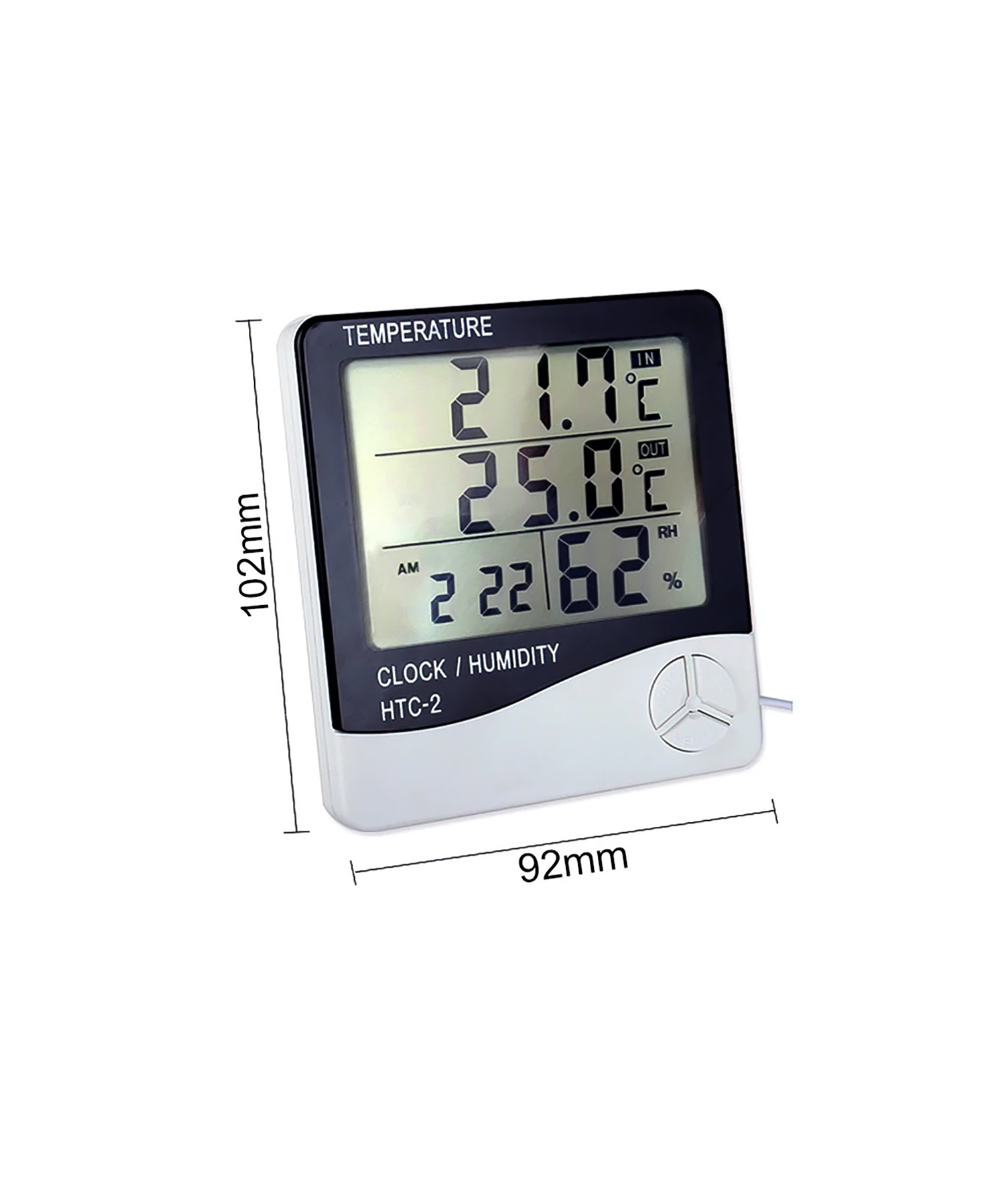 Termohigrometro Digital y Reloj HTC-2