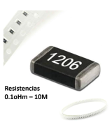 Resistencia SMD 1% 1/8W 1206 0.1OHM - 10MOHM (5 unidades)
