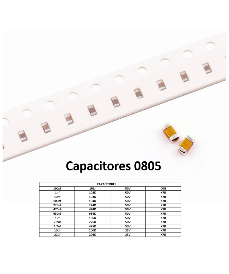Capacitor Ceramico SMD 0805 25V/50V (2 Unidades)