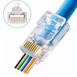 Conector RJ45 CAT6E pasante...