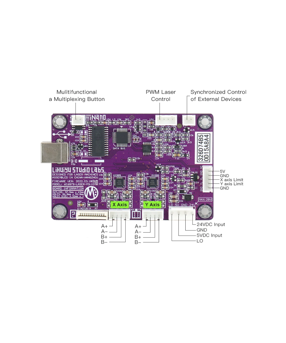 Tarjeta Madre para Sistema de Grabado y Cortado Laser CO2 M3 Lihuiyu (DIY)