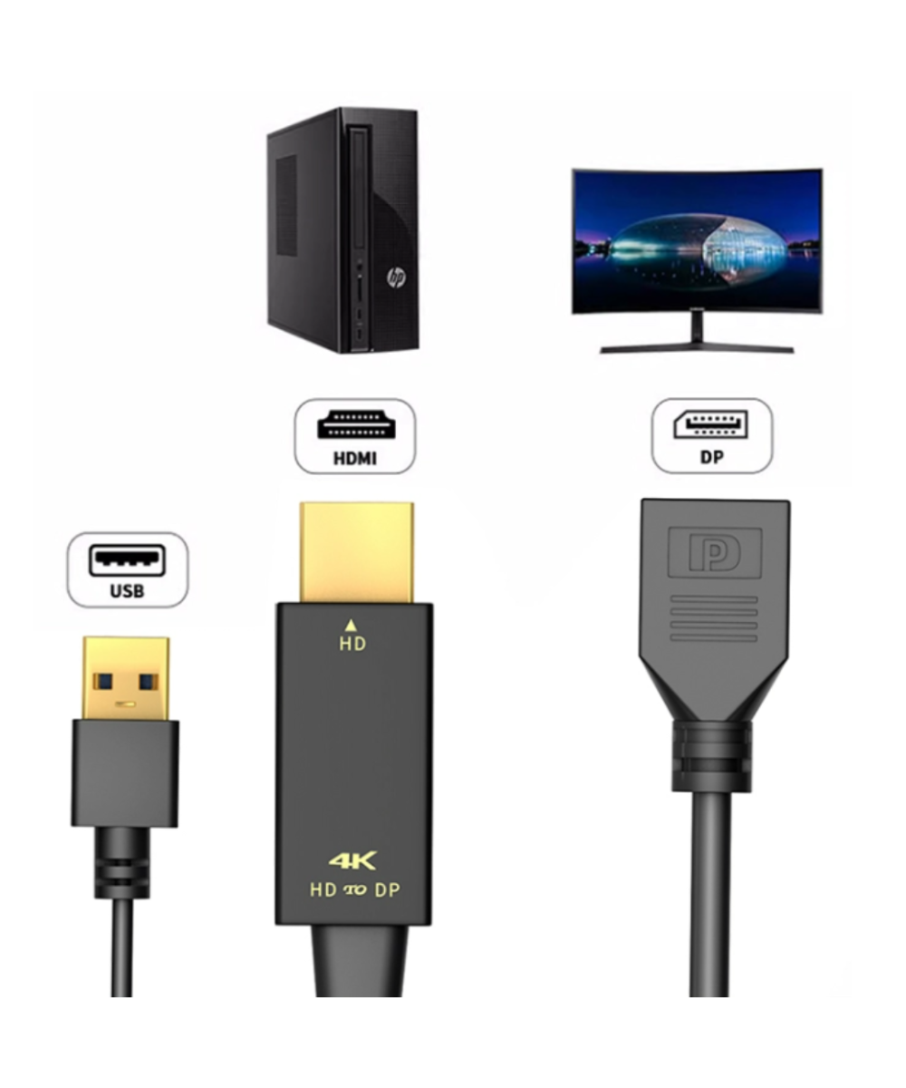 Adaptador HDMI a Display Port 4K 60Hz
