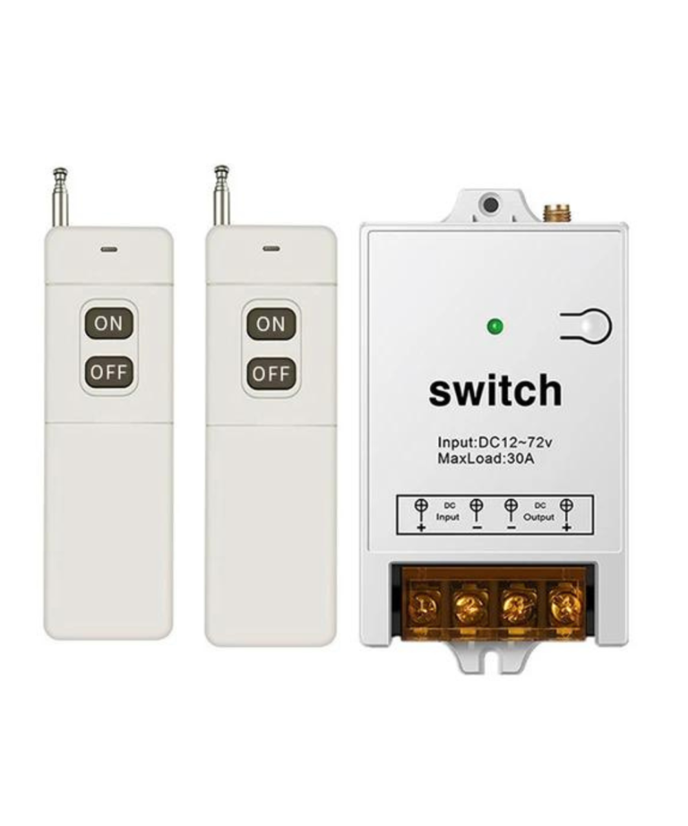 Interruptor Remoto Inalambrico 1.5Km 100-240VAC /12-72VDC 50/60Hz 30A y 12V DC 30A 315MHZ