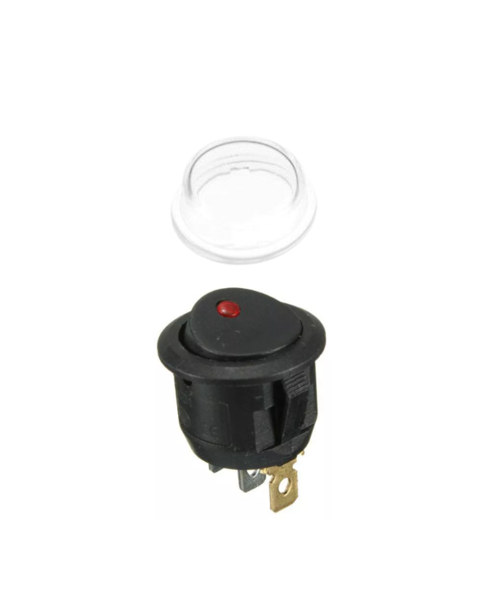 Interruptor redondo de 3 pines con luz roja y verde/Protector impermeable 20mm ON/OFF