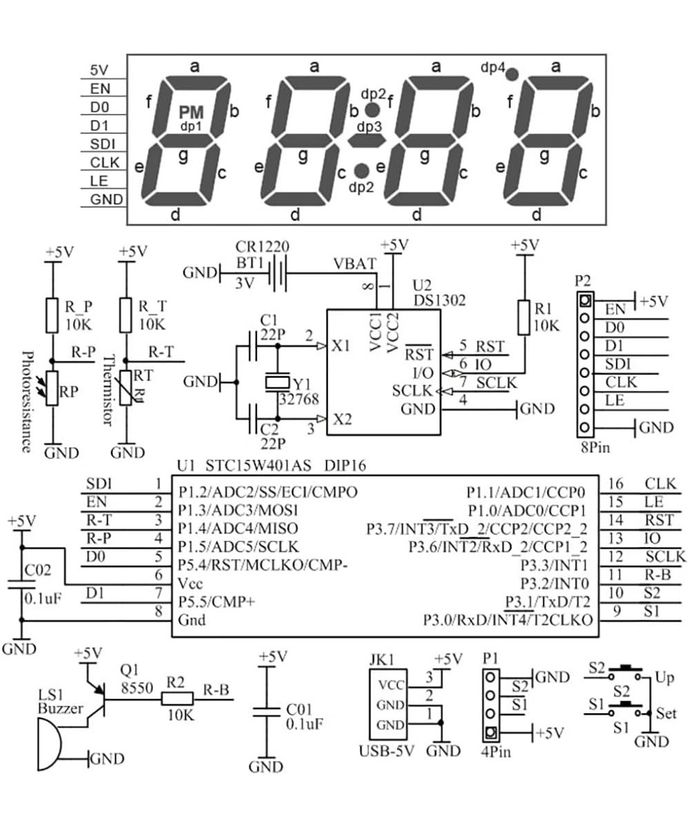 Experimento de electronica reloj digital DIY a color
