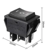 Interruptor momentaneo KCD4 T105/55, 3 posiciones ON-OFF-ON 6 pines