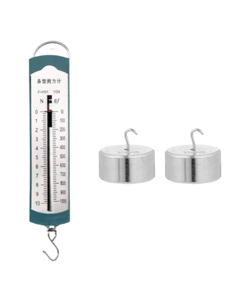Dinamometro Con dos pesas de 50 gramos