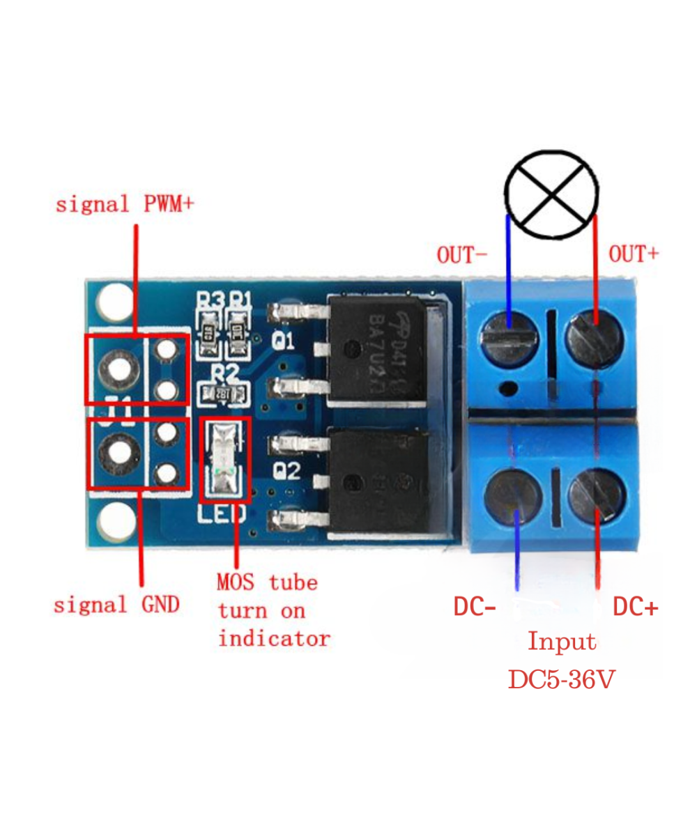 Modulo de control PWM para motor 400W 15A 5V-36V