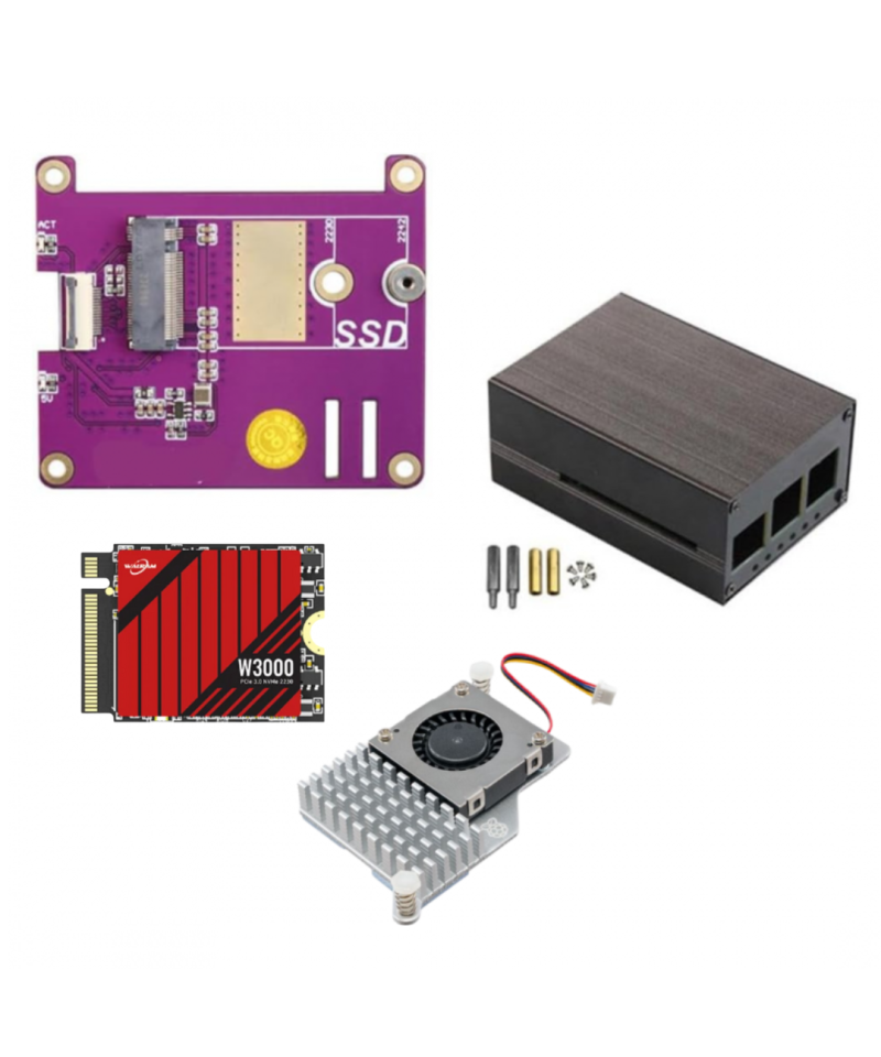 Kit con disco SSD para raspberry pi 5