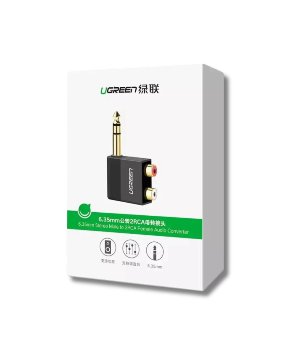 Convertidor de Audio de 6.35mm Estéreo Macho a 2RCA Hembra UGREEN