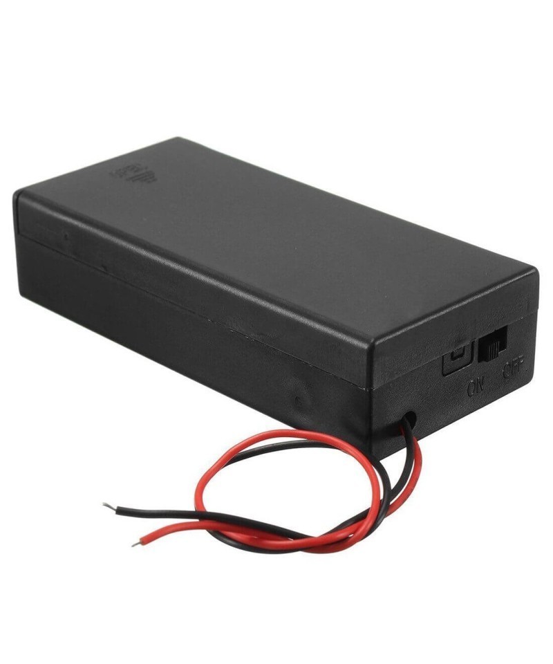 Contenedor para baterias 18650 2 espacios con interruptor y tapa