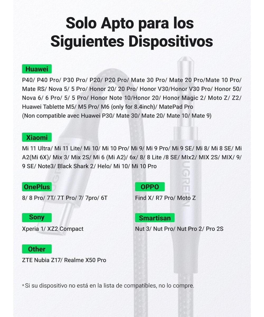 adaptador 3.5mm a USBC 30633 UGREEN