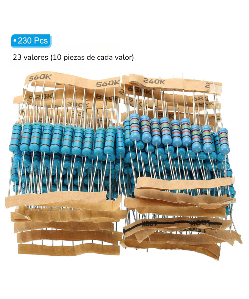 Kit de resistencias 23 valores (230U) 22ohm-1M 2W