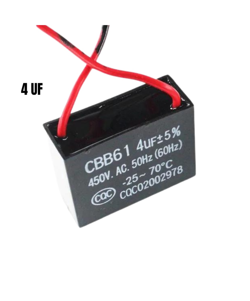 Capacitor de arranque de motor de ventilador CBB61 450V 0.8UF - 25UF