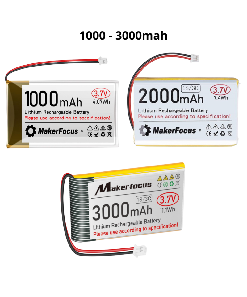 Bateria tipo LiPo recargable 3.7V 1000 - 3000mah conector JST 1.25mm