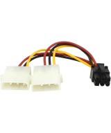 Adaptador PCI-E 6 y 8 pines a energia Molex macho 4 pines doble