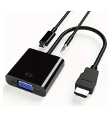 Convertidor de video de HDMI a VGA mas audio 3.5mm y puerto de energia