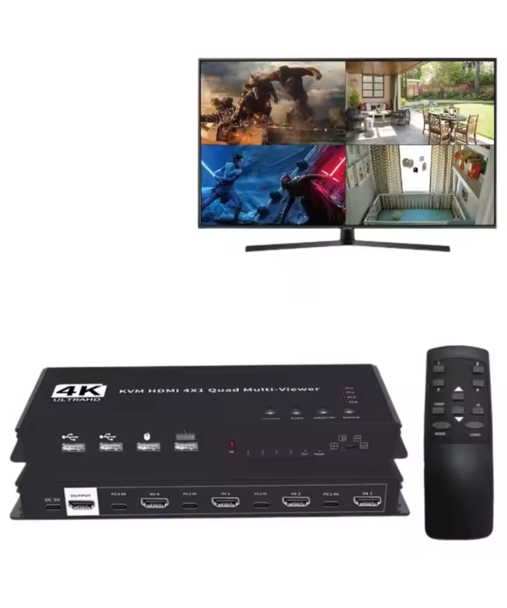 Separador Multipantalla HDMI 4 entradas 1 salida con KVM 4 puertos