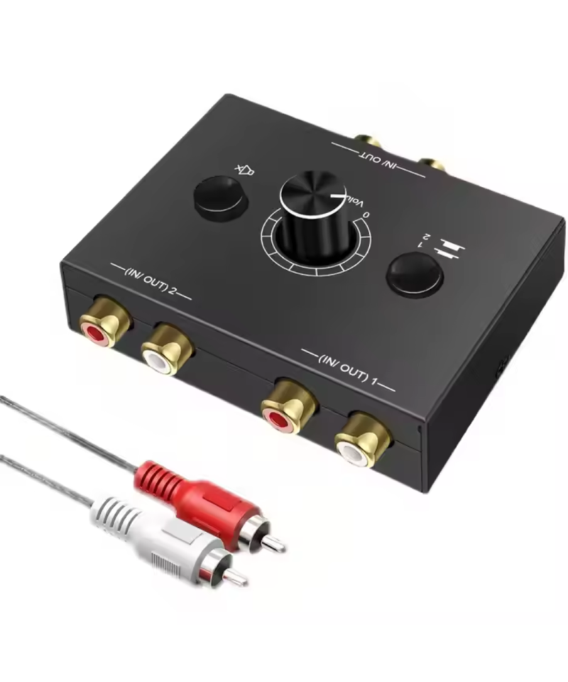 Conmutador de audio estereo RCA bidireccional 2 entradas 1 salida