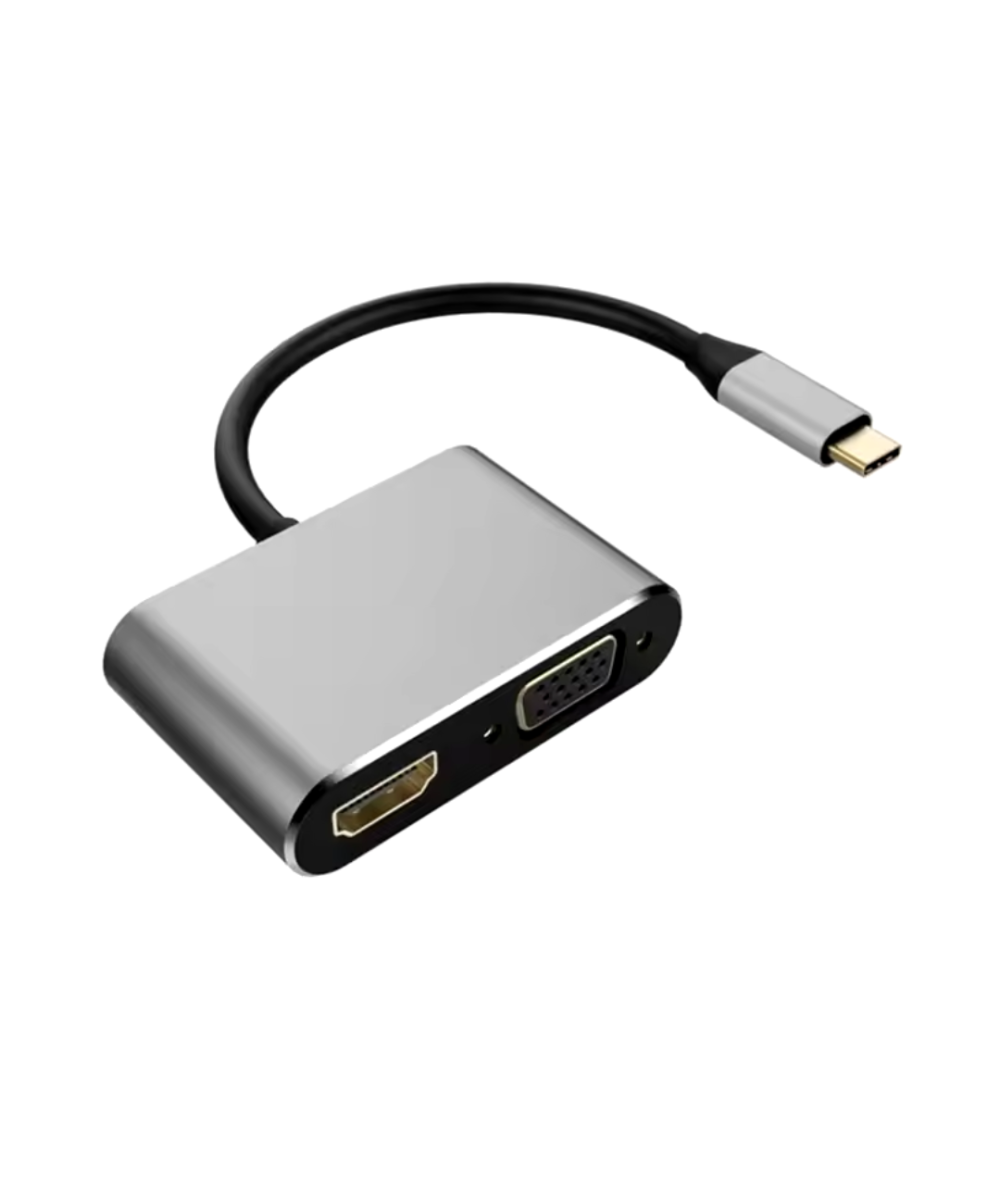 Adaptador USB-C A HDMI+VGA+USB+PD