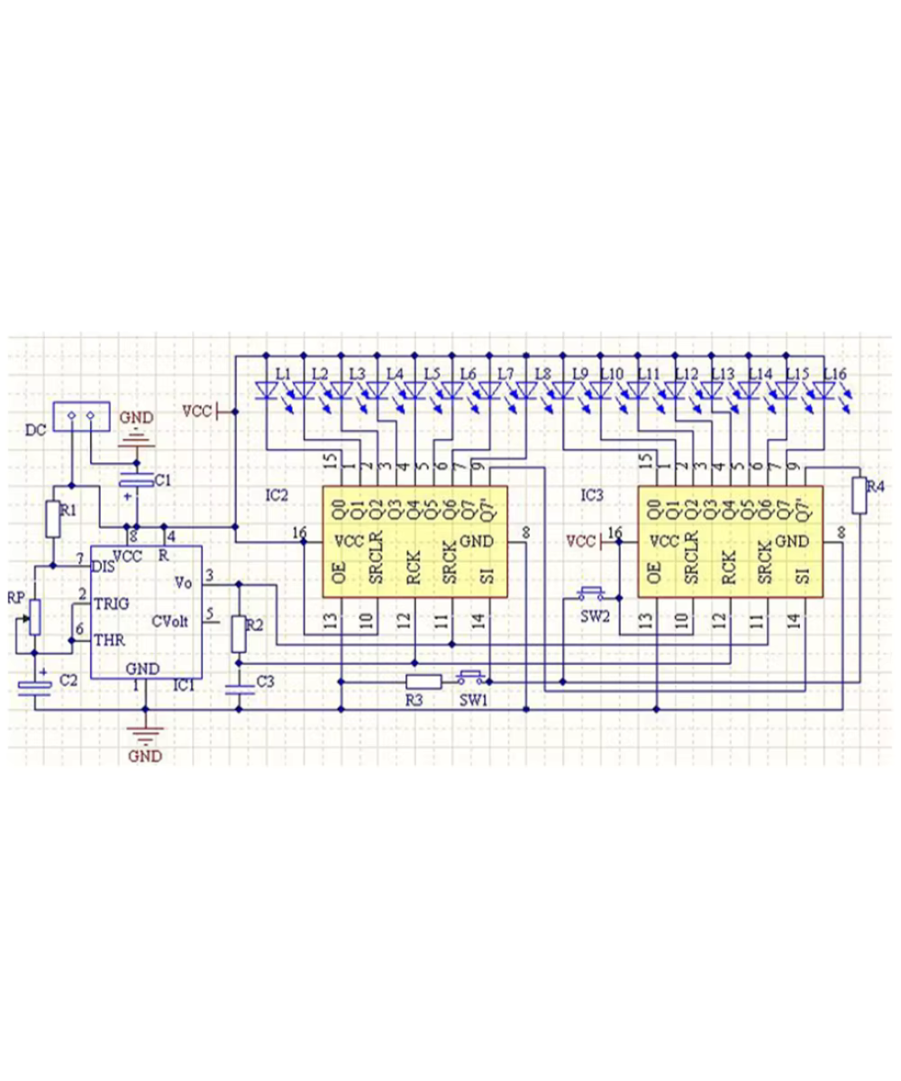 Modulo de luces NE555 + 74HC595 16Bit 16 canales con flujo de agua