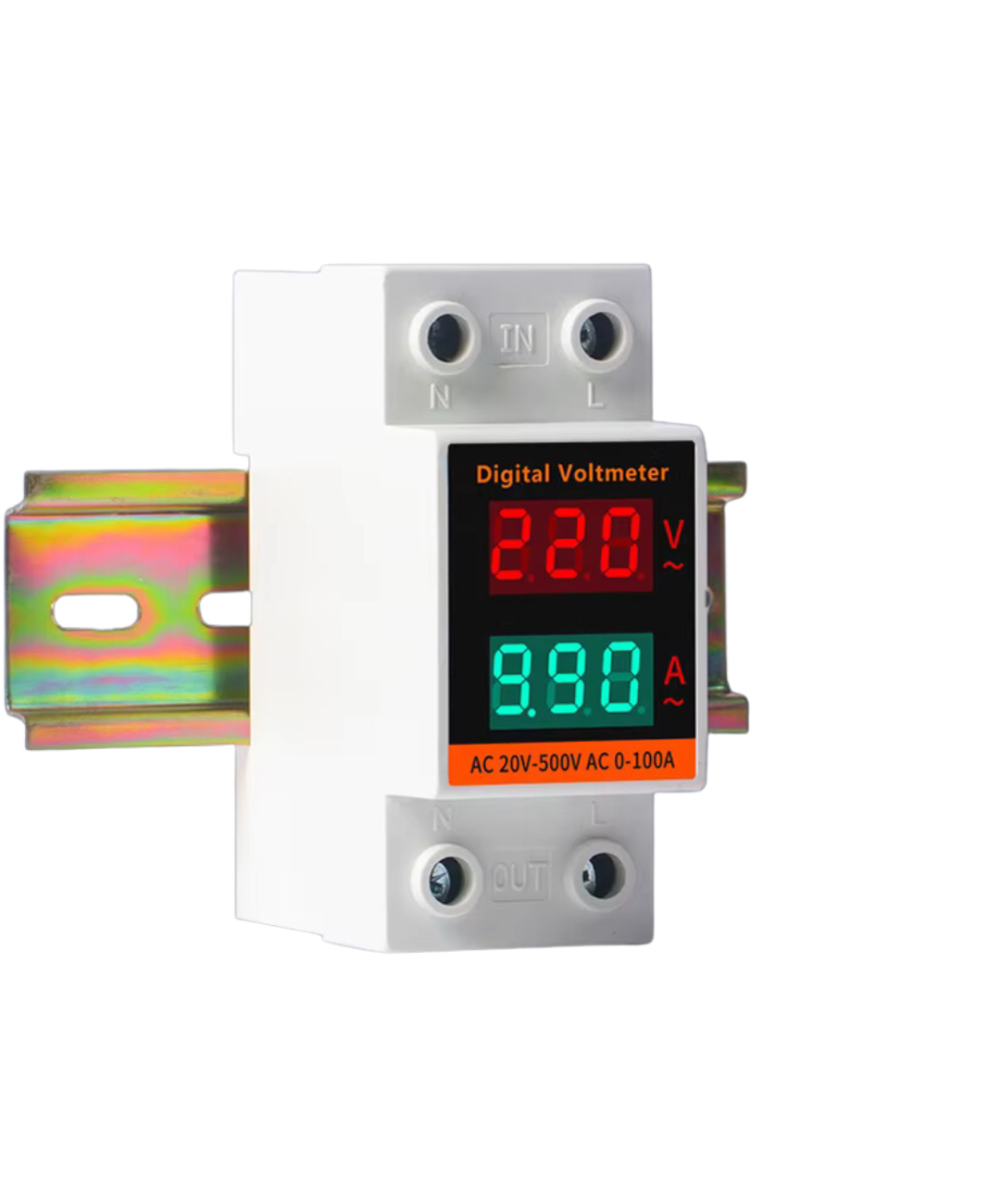 Medidor de corriente y voltaje externo para riel YHC45-2042VA