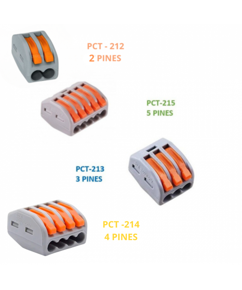 Conector de Cable PCT 2 pines - 5 pines (4 Unidades)
