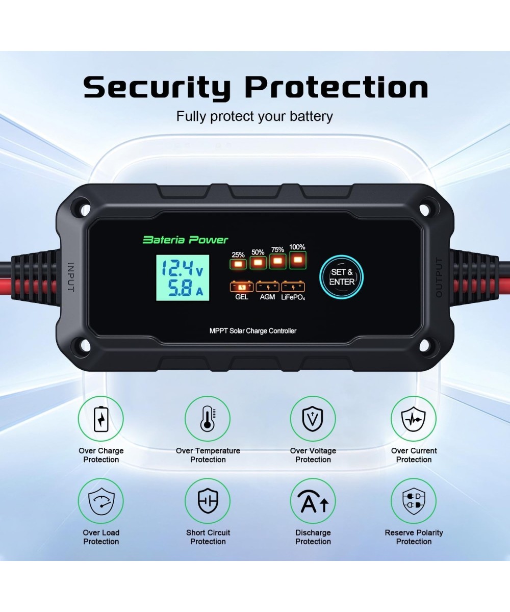 Cargador de bateria MPPT Solar SUNROCK 10M agm acido lifePO4