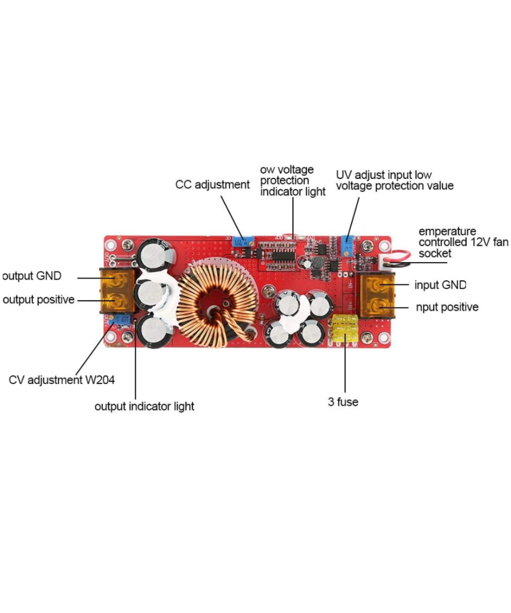 Regulador / Estabilizador ascendente de voltaje 1500W 30A
