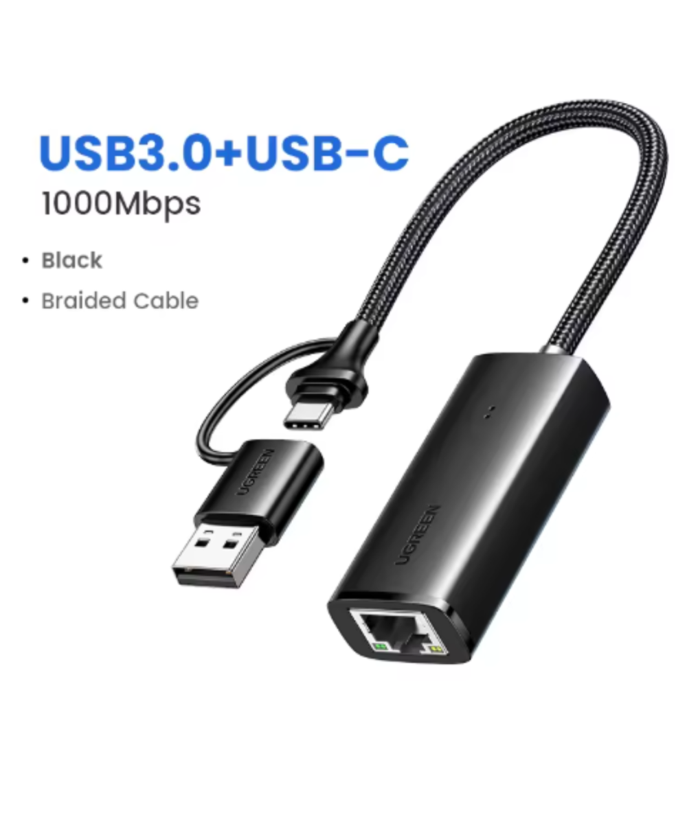 Adaptador de cable de red rj45 a USB / USB-C UGREEN