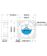 Ventilador plastico  2 lineas 5V/12V/24V 30x10mm