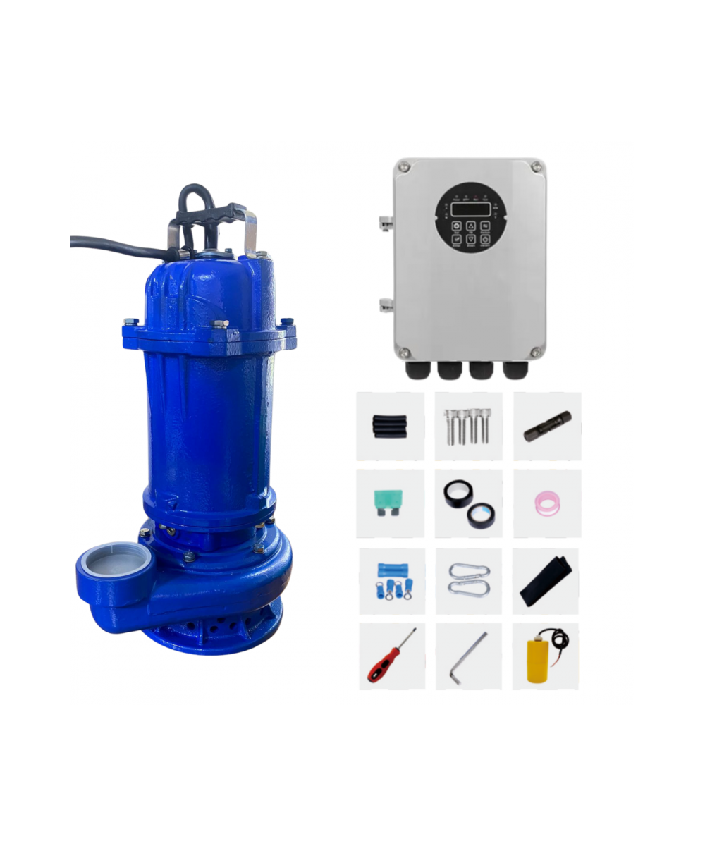 Kit de sistema de Bomba solar Sumergible para aguas residuales 110V 1100W 2''