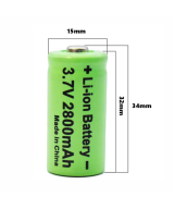 Bateria recargable de litio 16340 3.7V 2800mah