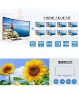 Separador de video HDMI 1 Entrada a 8 Salidas 4K