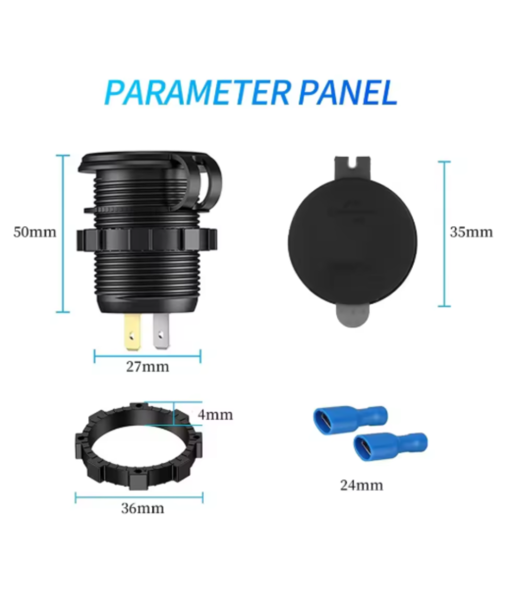 Adaptador de carga para vehiculo USB 3.0 USB-C QC3.0 PD 12-24V 60W (cigarrera)