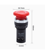 Boton industrial parada de emergencia rojo tipo hongo