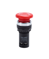 Boton industrial parada de emergencia rojo tipo hongo