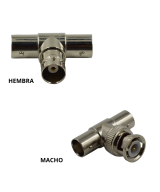 Conector separador BNC tres vías Hembra y Macho