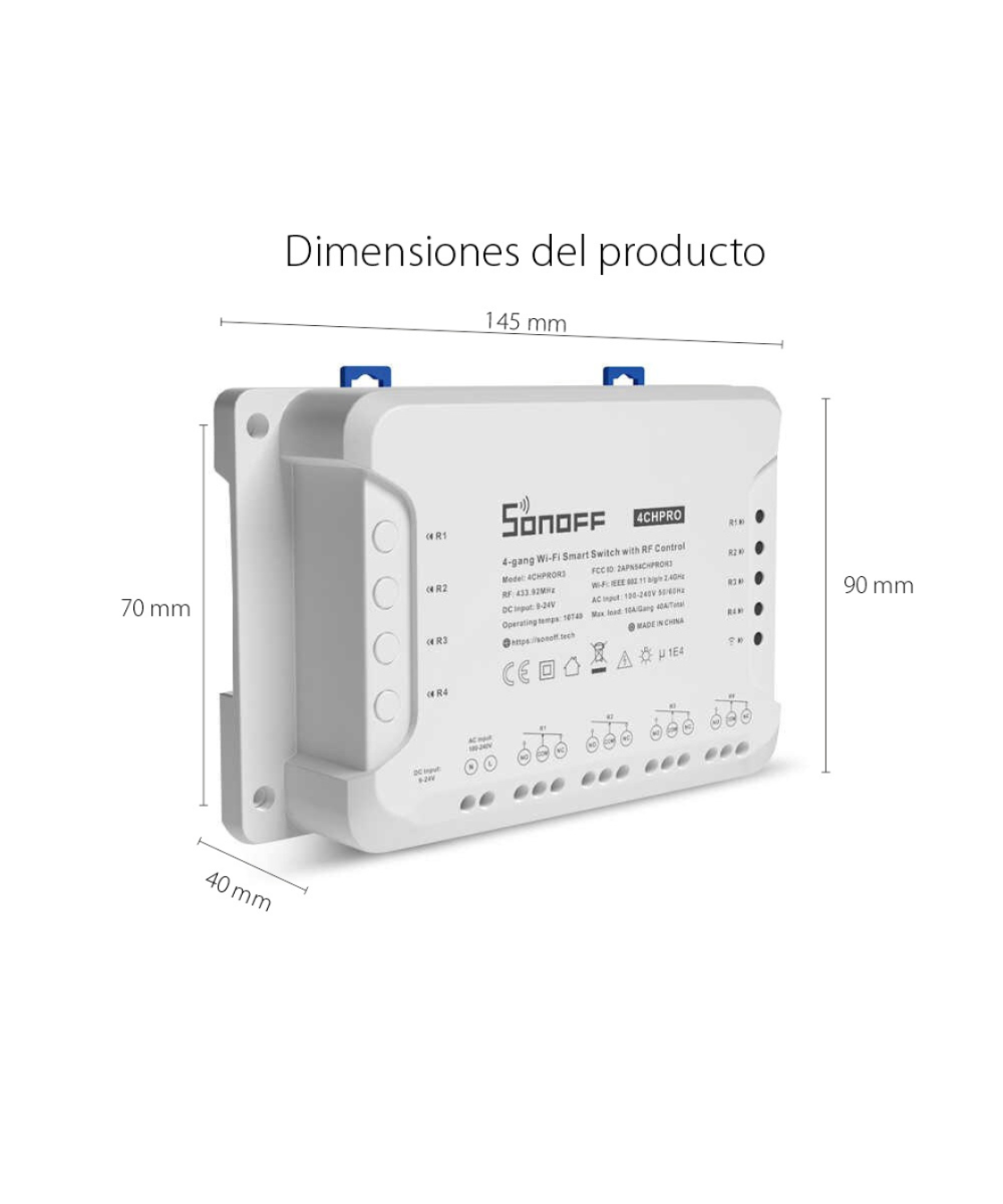 Relé de 4 canales inteligente R3 wifi sonoff