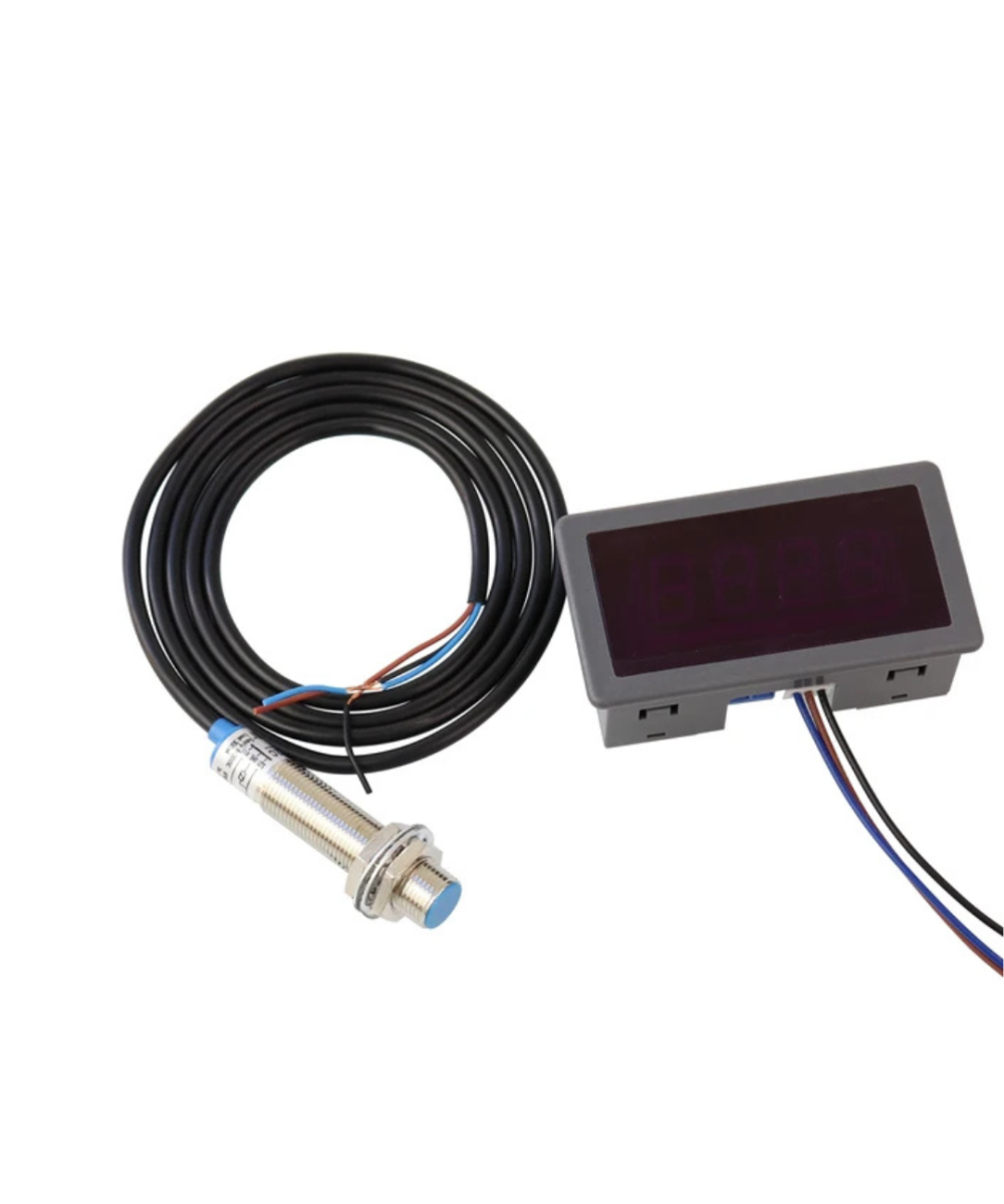Medidor digital de velocidad (tacómetro) 220V AC con sensor hall