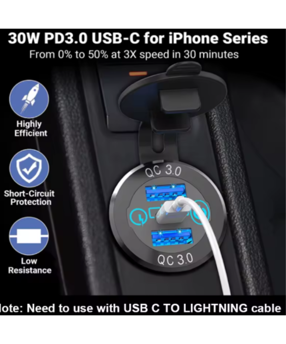 Enchufe Cargador de Coche Dual USB 12V-24V