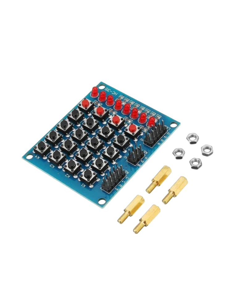 Teclado matricial 4x4 con botones pulsadores.