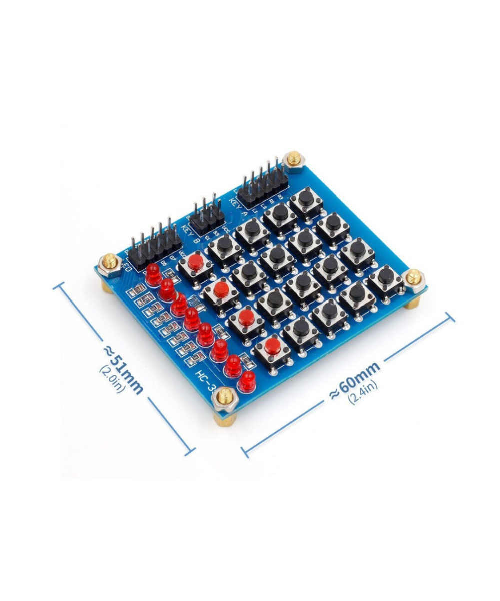 Teclado matricial 4x4 con botones pulsadores.